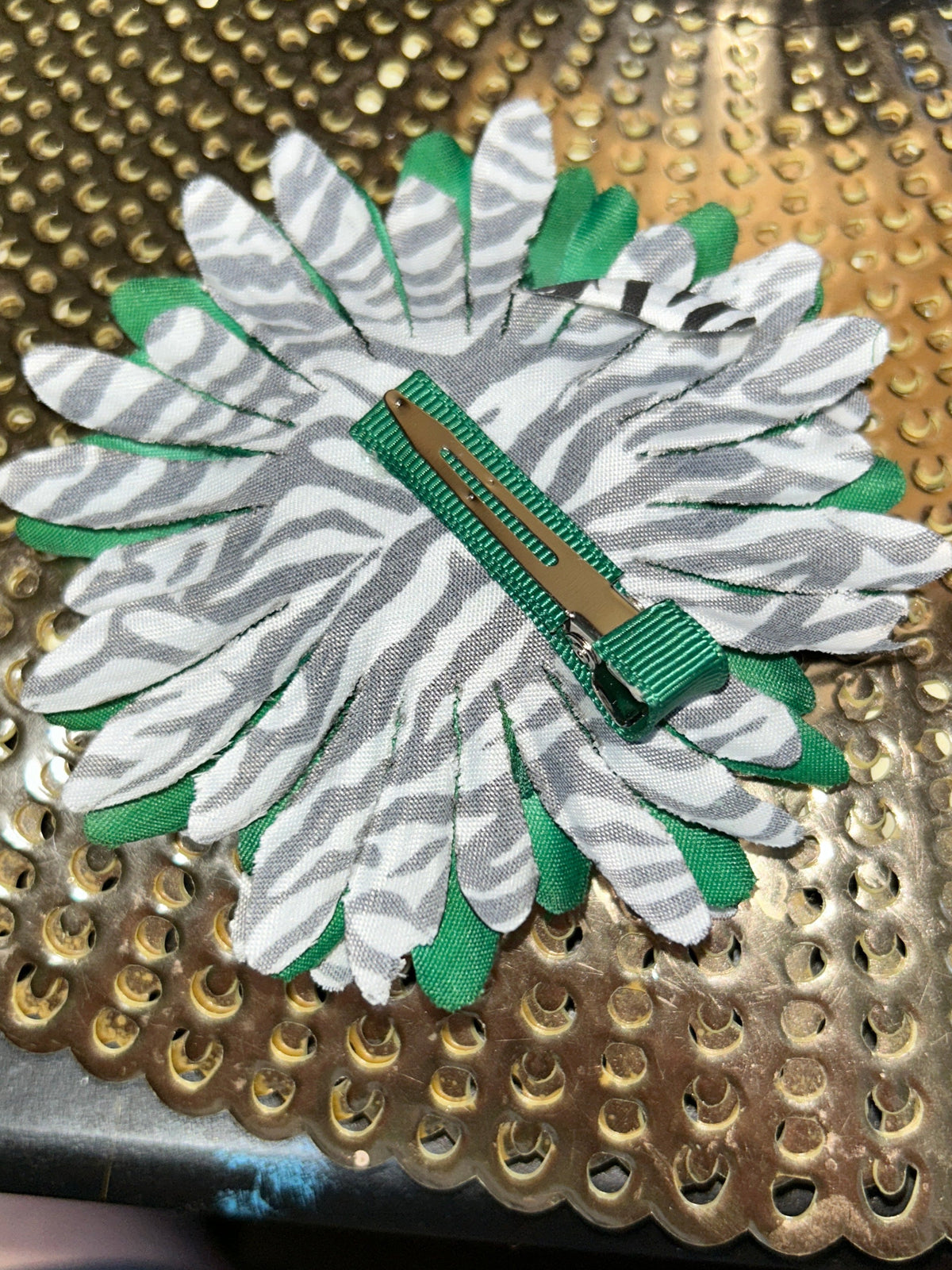 Floral zebra print hair clips