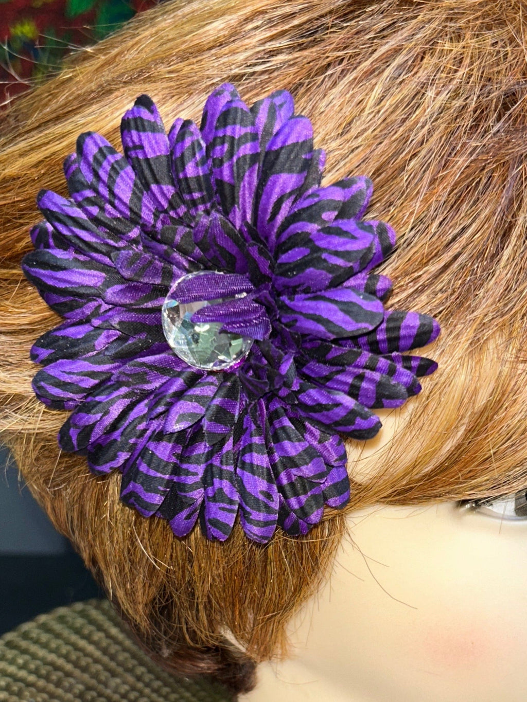 Floral zebra print hair clips