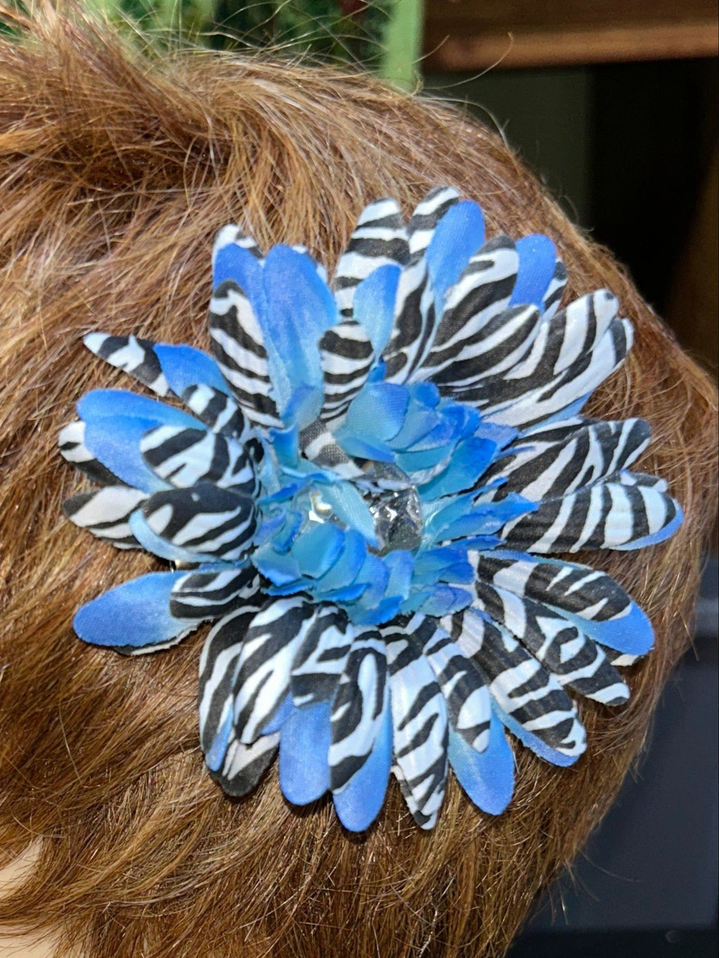 Floral zebra print hair clips