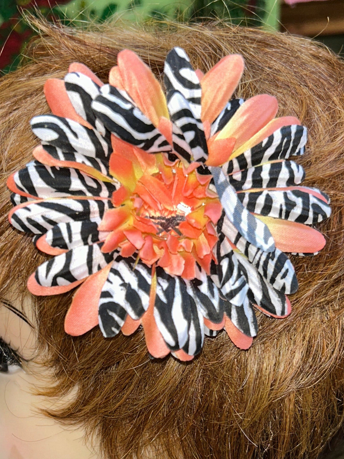 Floral zebra print hair clips