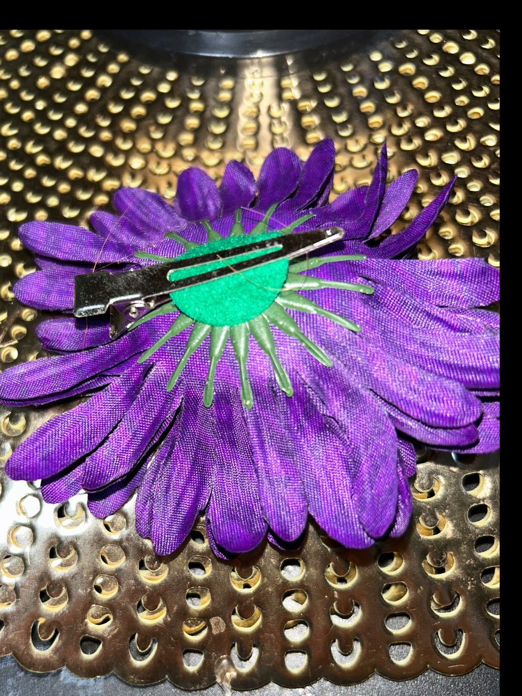 Multicolored zebra floral hair clips.