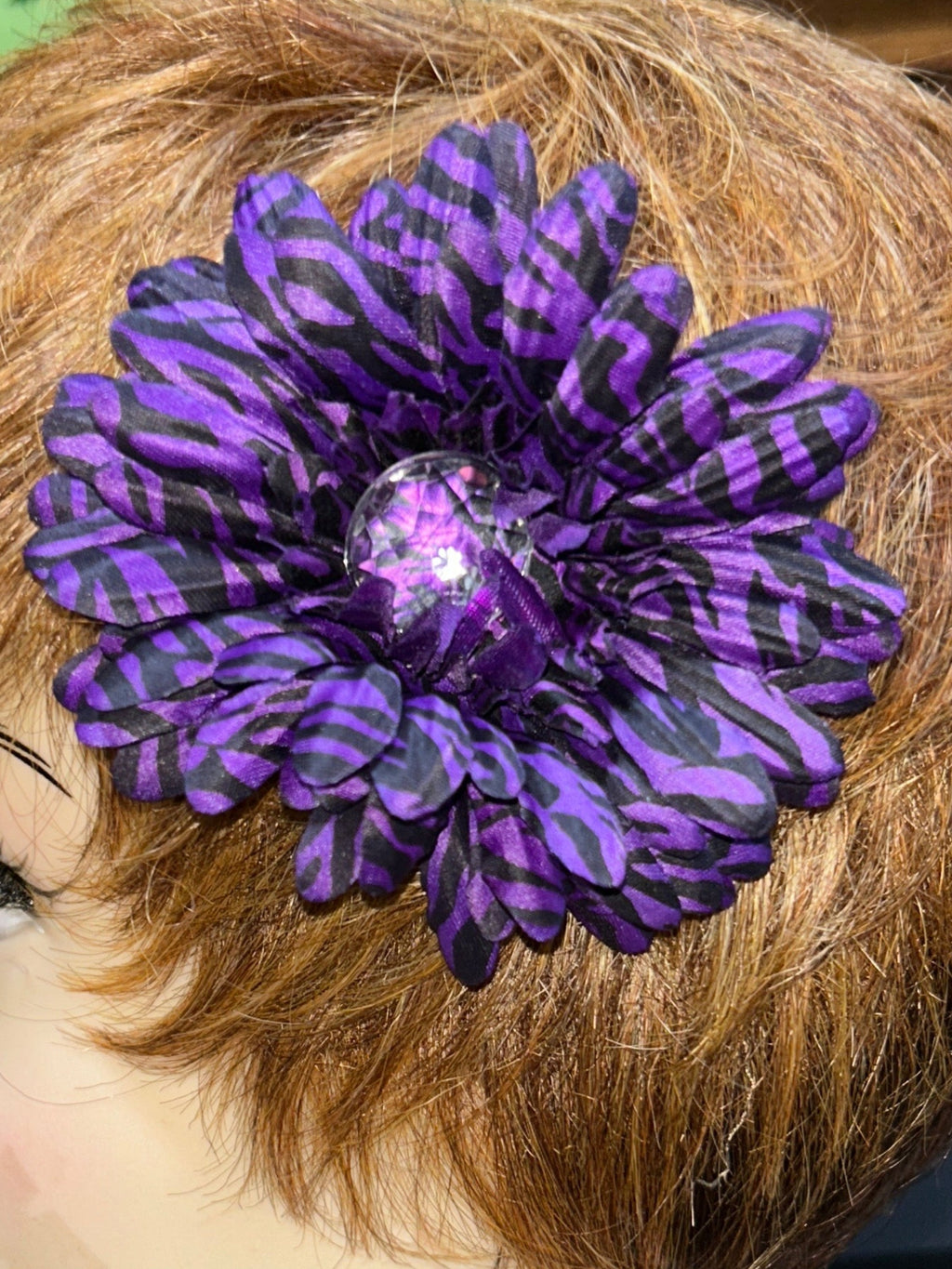 multicolored zebra print floral hair clips.