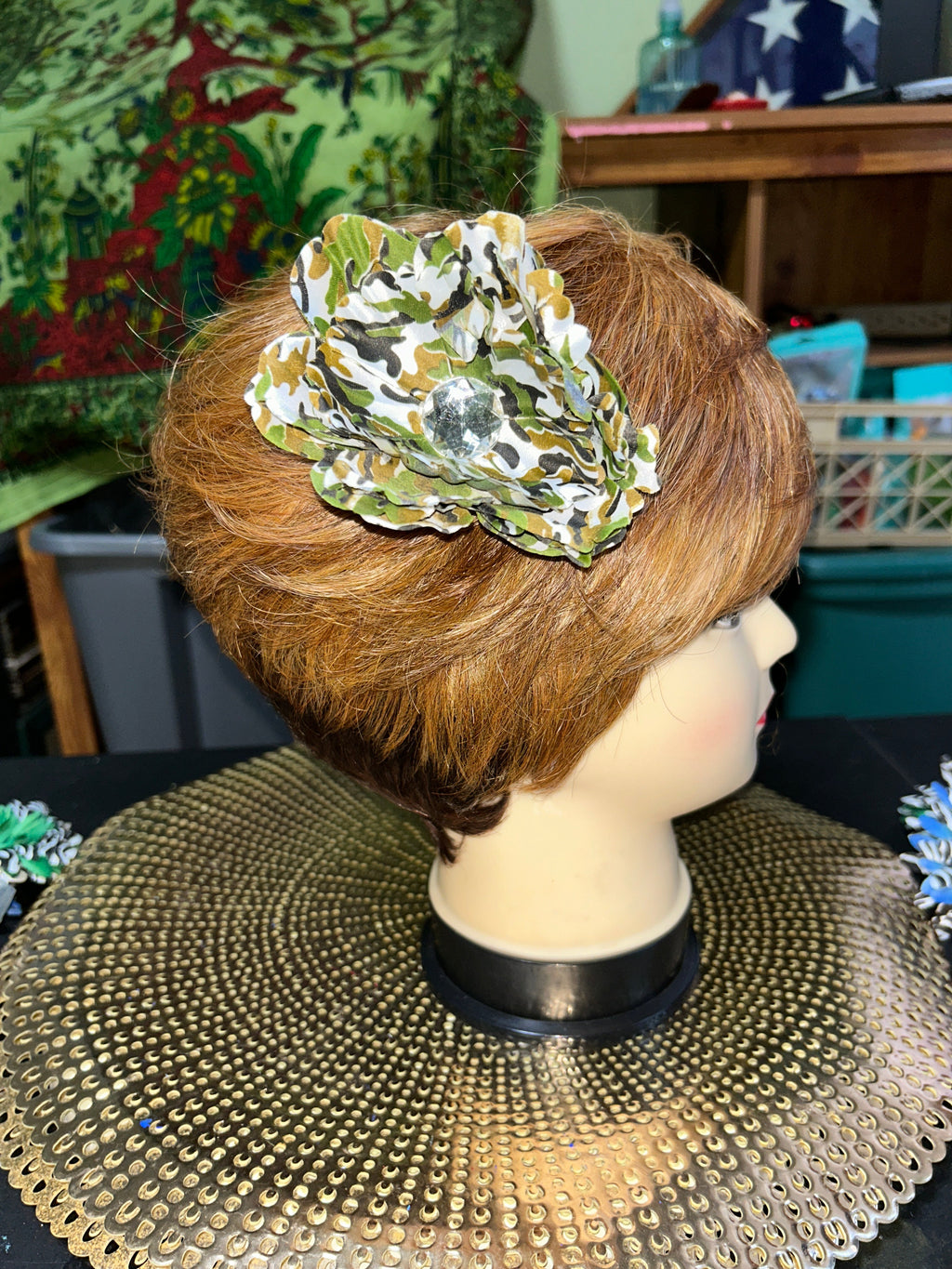 multicolored zebra print floral hair clips.