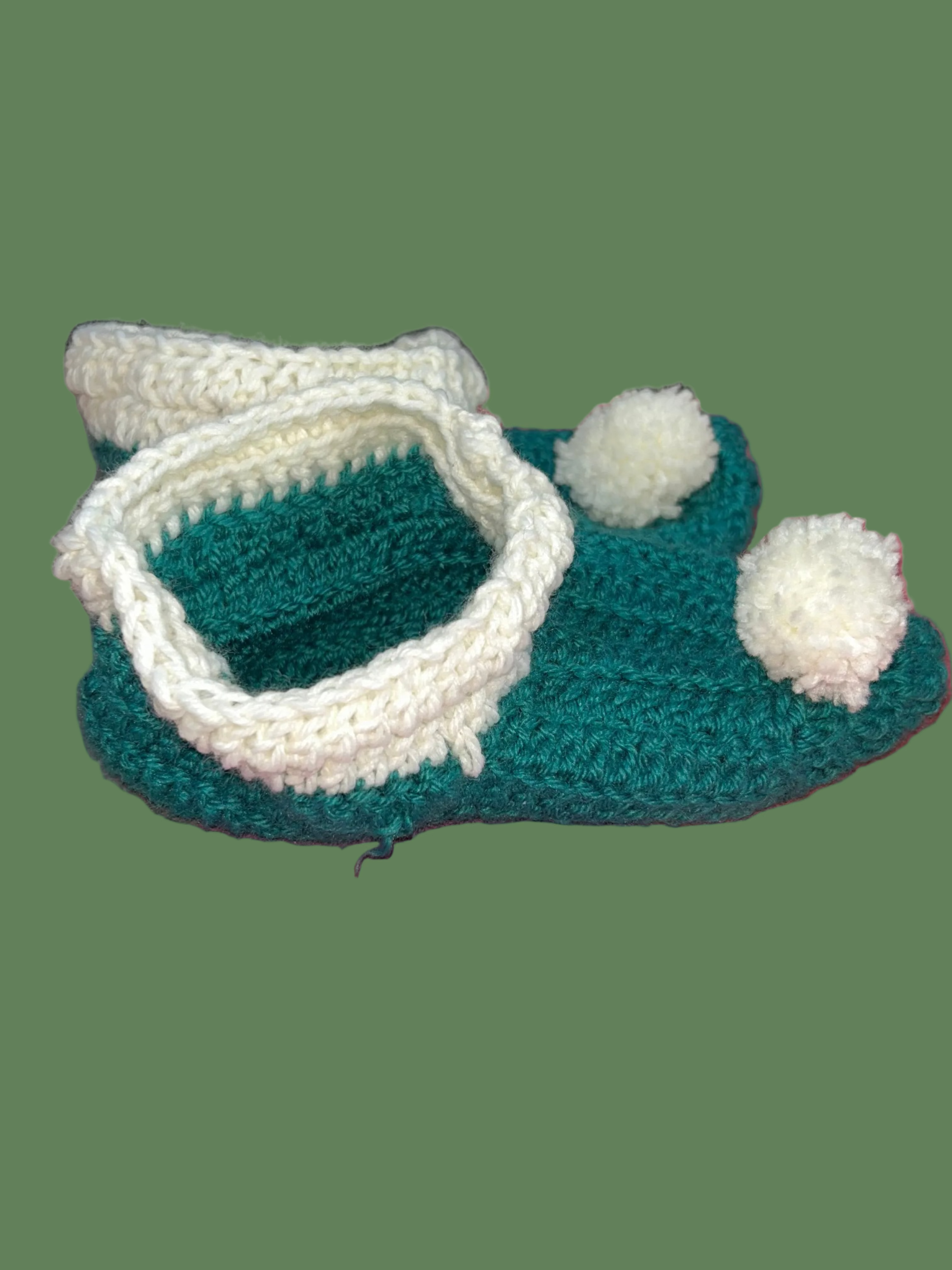 A Pair of Green Handmade Medium Booties