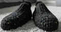 A Pair of Black Handmade Crocheted Booties Size Medium.