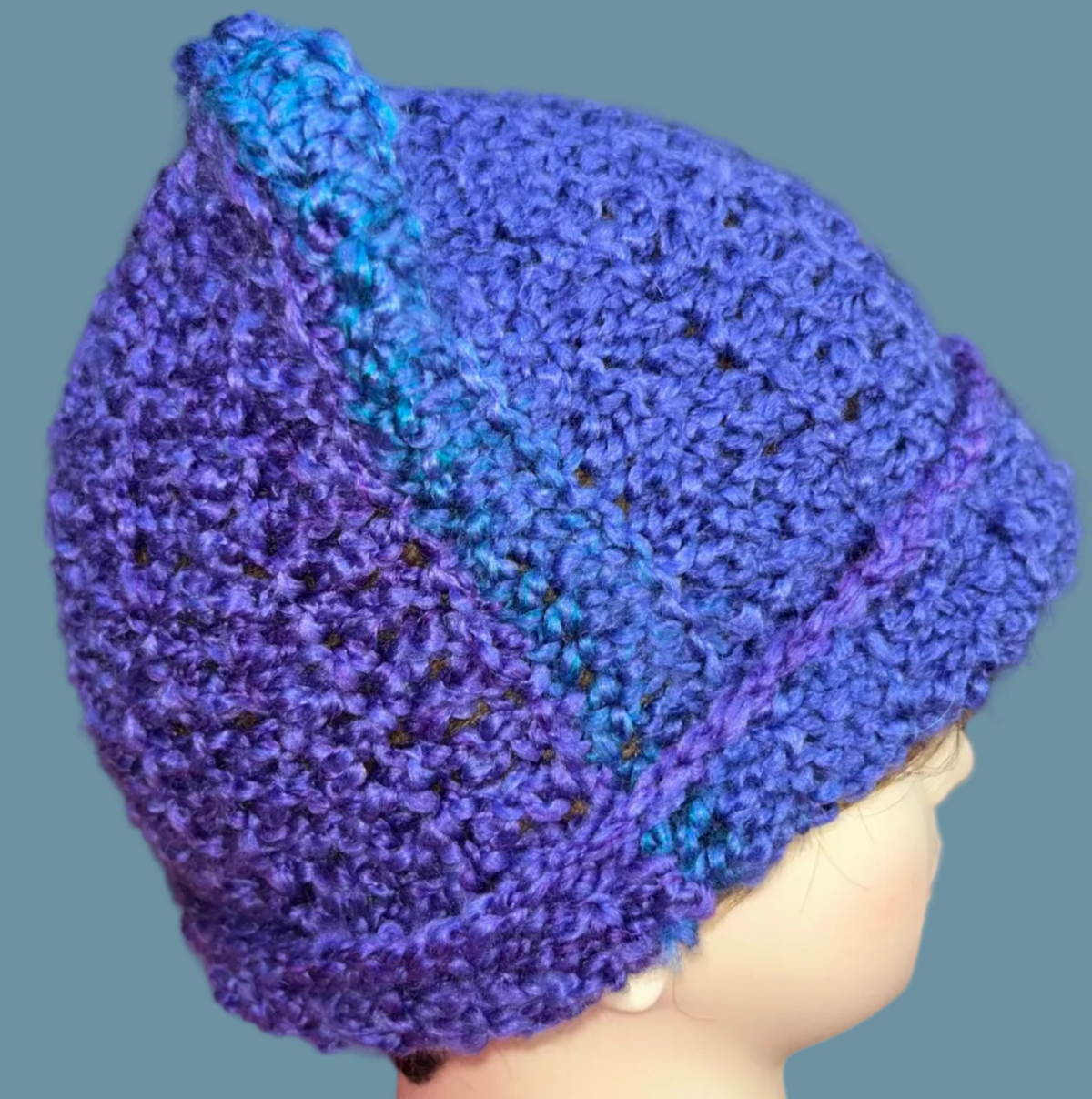 Handmade Crocheted Purple Cat Ear Bennie