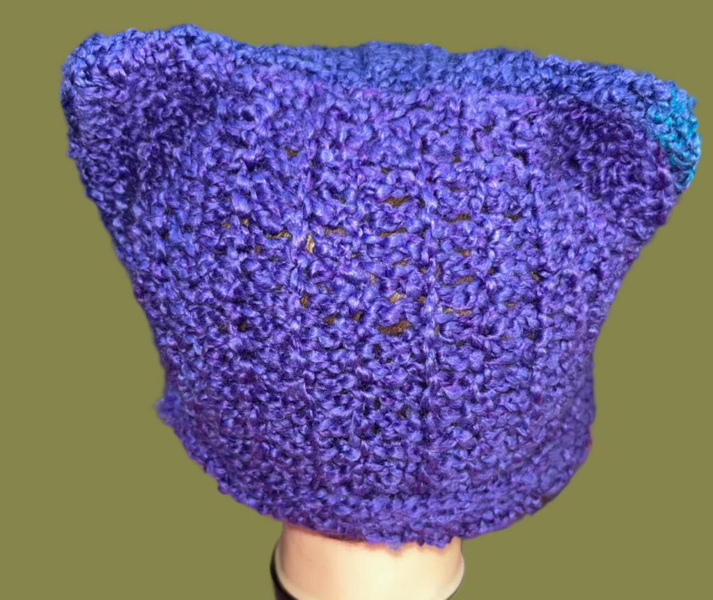 Handmade Crocheted Purple Cat Ear Bennie
