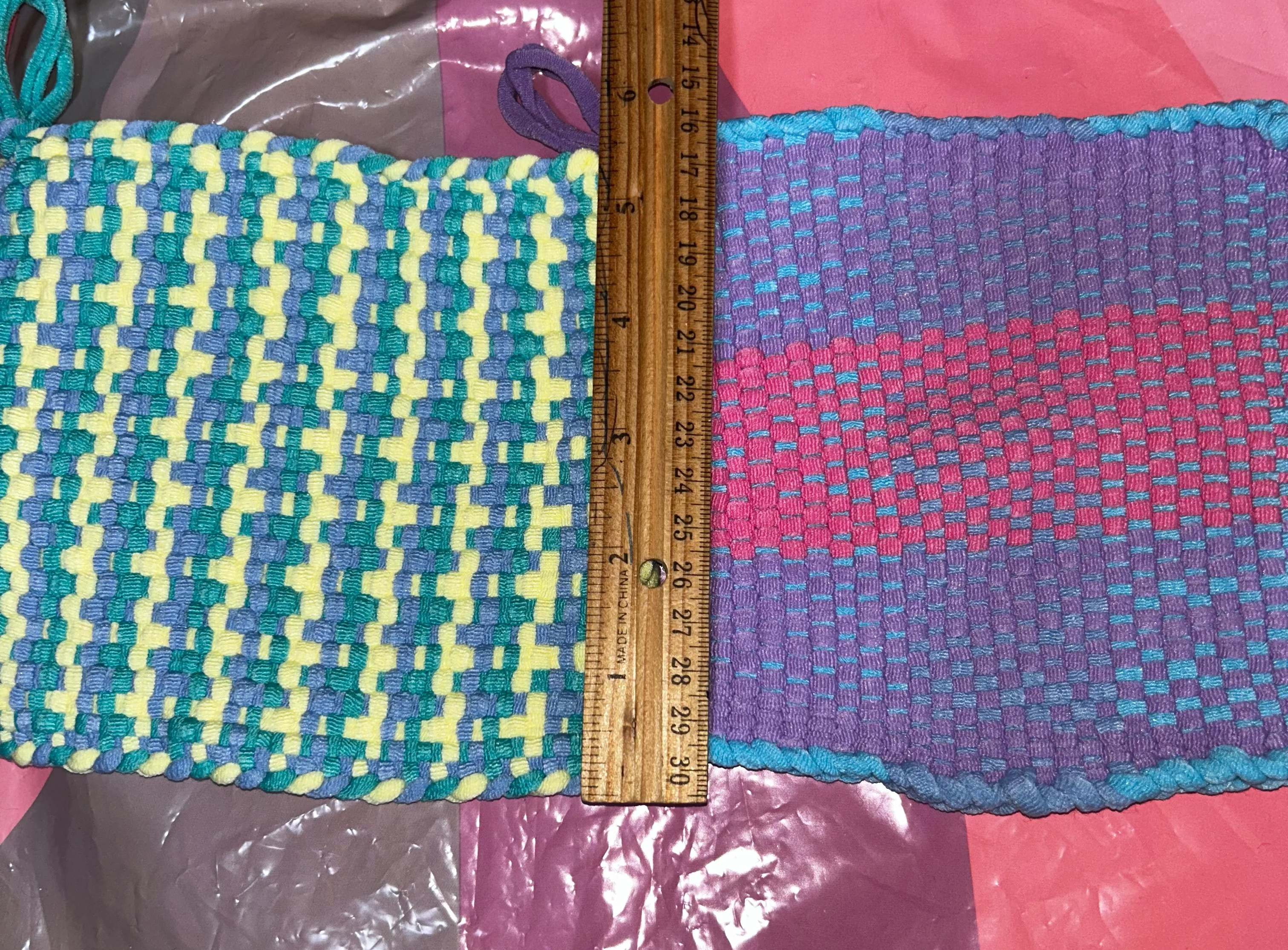 A Set of 2 Woven Handmade Potholders or Hot mats.