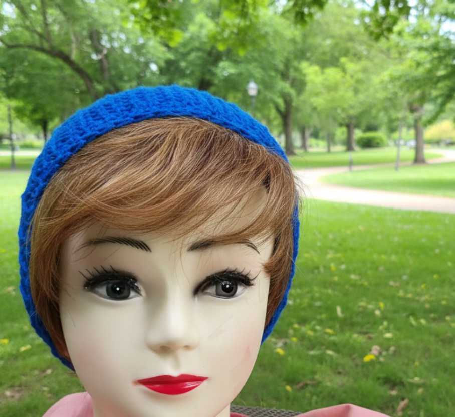 Blue Handmade Crocheted Headband