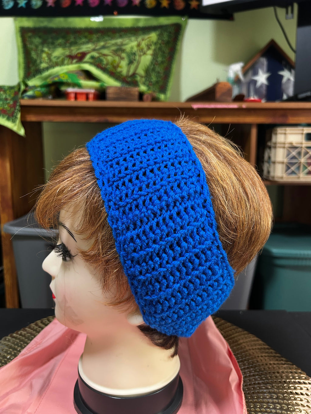 Blue Handmade Crocheted Headband