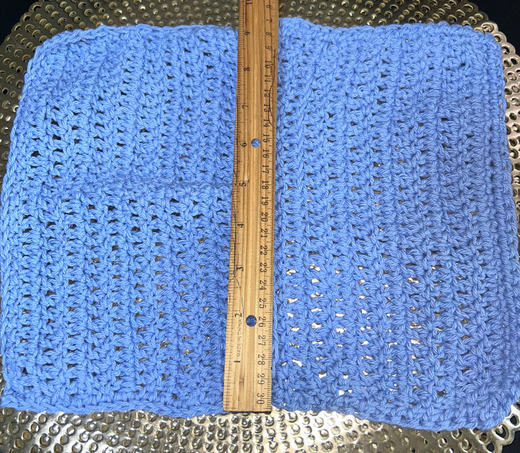A Set of 2 Washcloths with 2 Scrubbies in Blue, Purple & Green.
