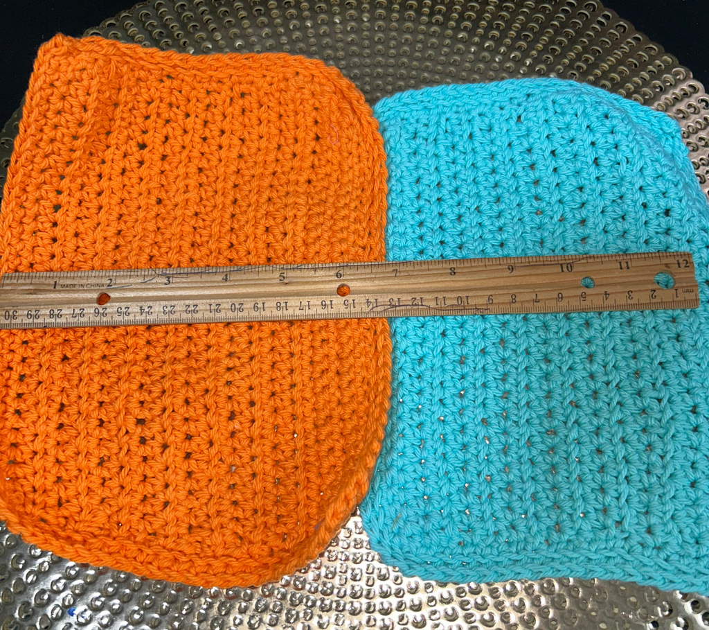 A Pair of Handcrafted Crocheted Dishcloths  & a Green Round Scrubbie