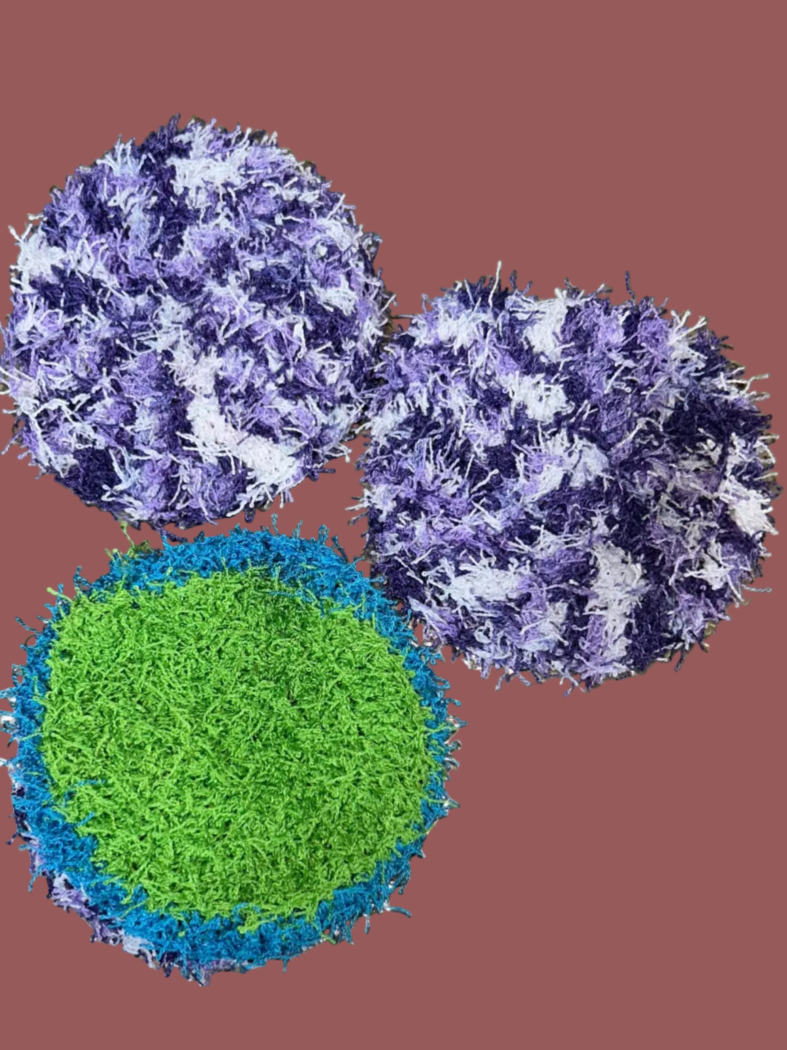 3 Handmade Crocheted Scrubbies for Facial Exfoliation