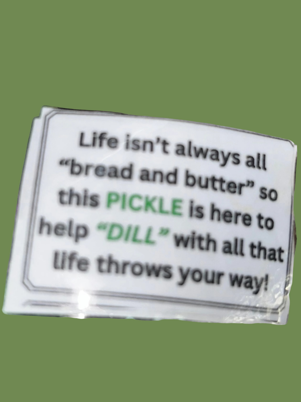 Green Handmade Crocheted Positive Green Dill Pickle