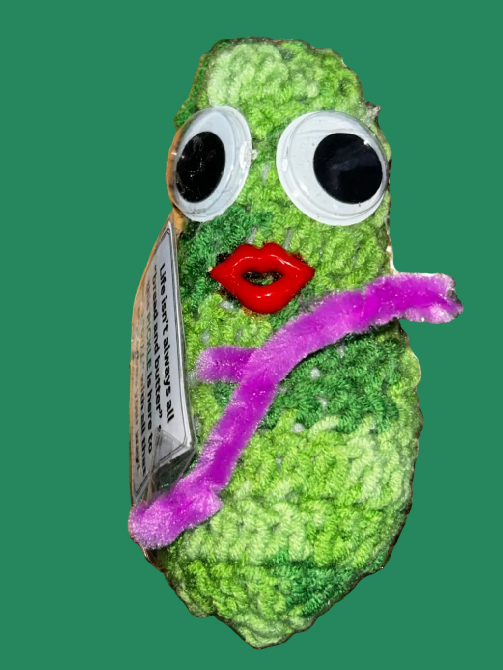 Green Handmade Crocheted Positive Green Dill Pickle