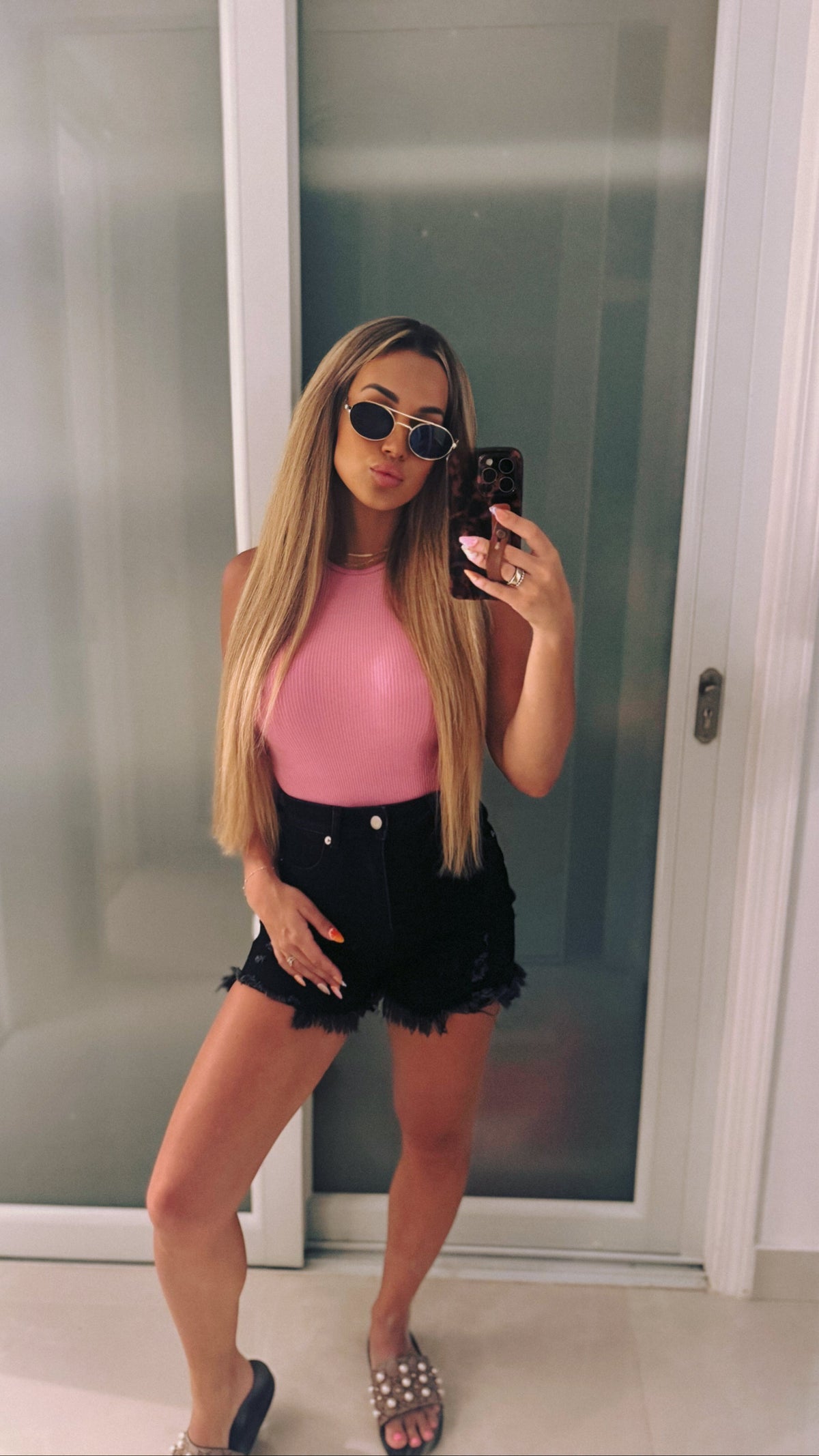 On The Go Distressed Shorts - Black