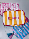 "BIKINI" Embroidered Nylon Makeup Bag