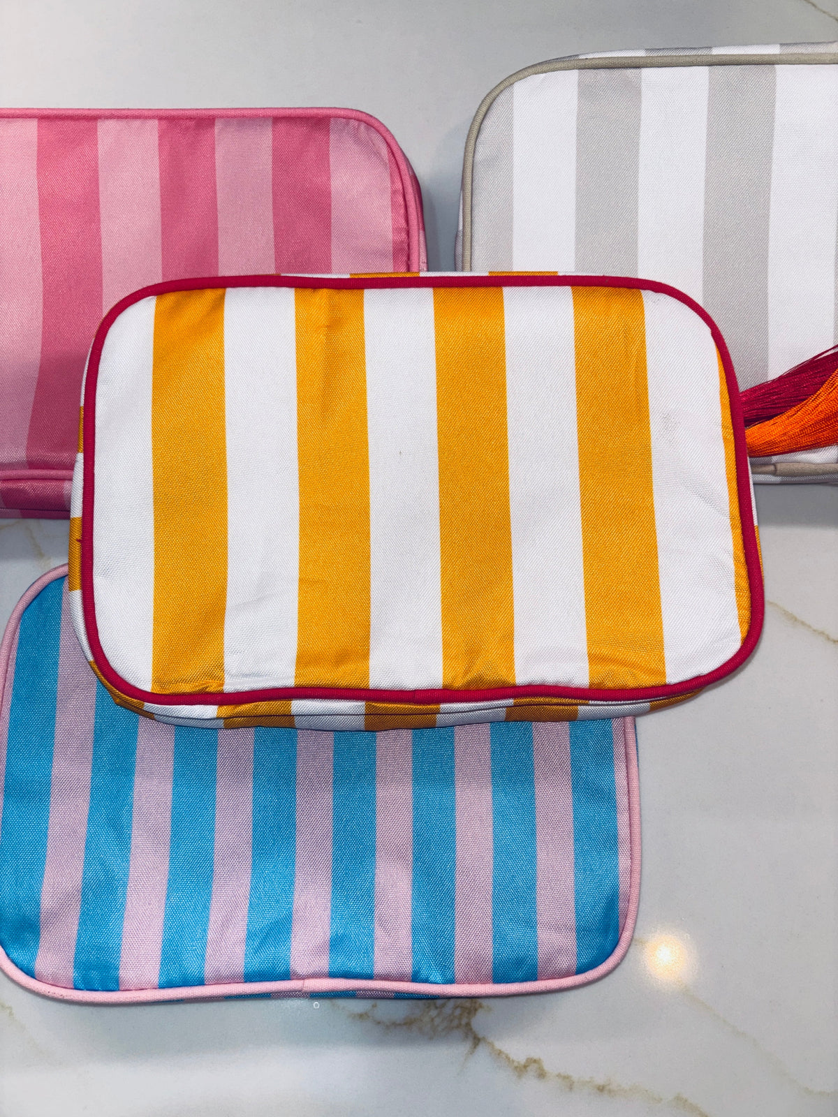 Nylon Striped Makeup Bag