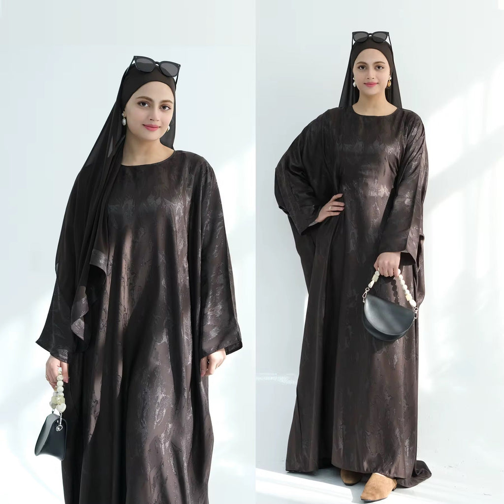 Print satin kaftan abaya