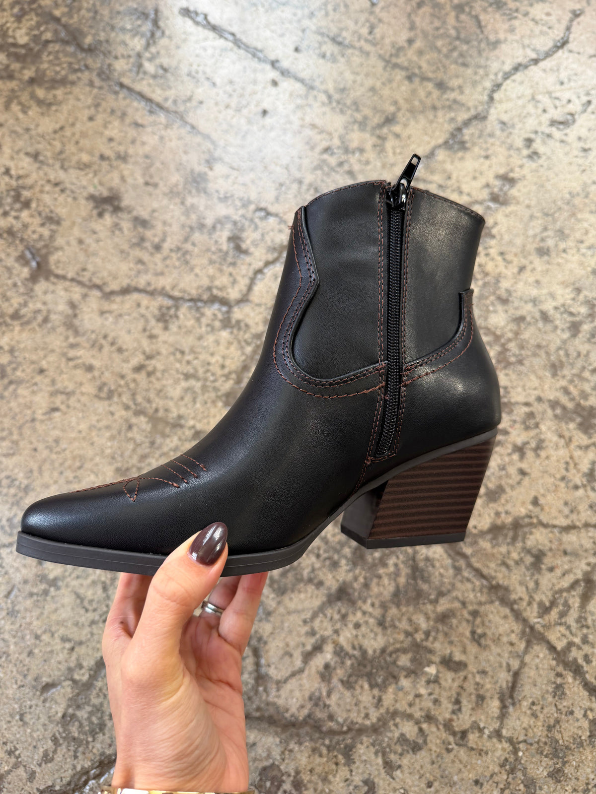 Jolene Embroidered Pointed Heeled Ankle Booties