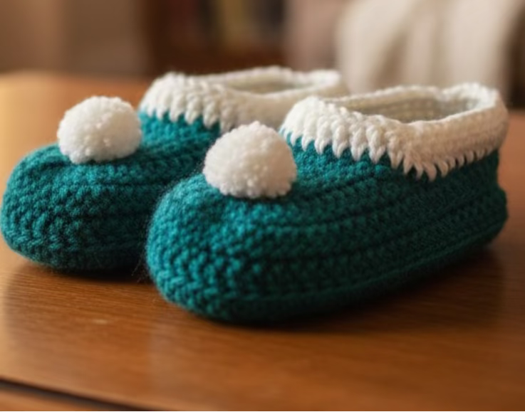 A Pair of Green Handmade Medium Booties