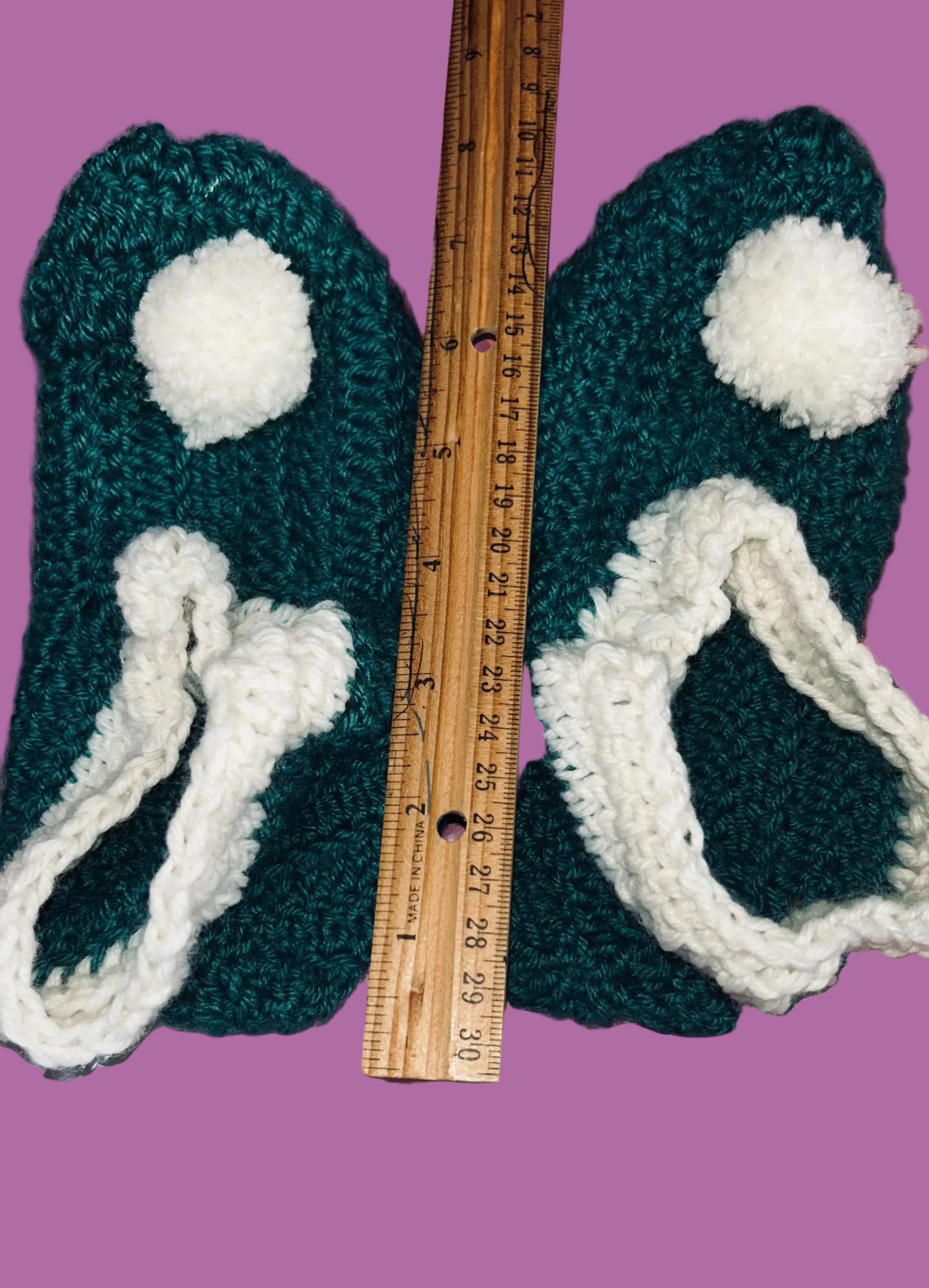 A Pair of Green Handmade Medium Booties