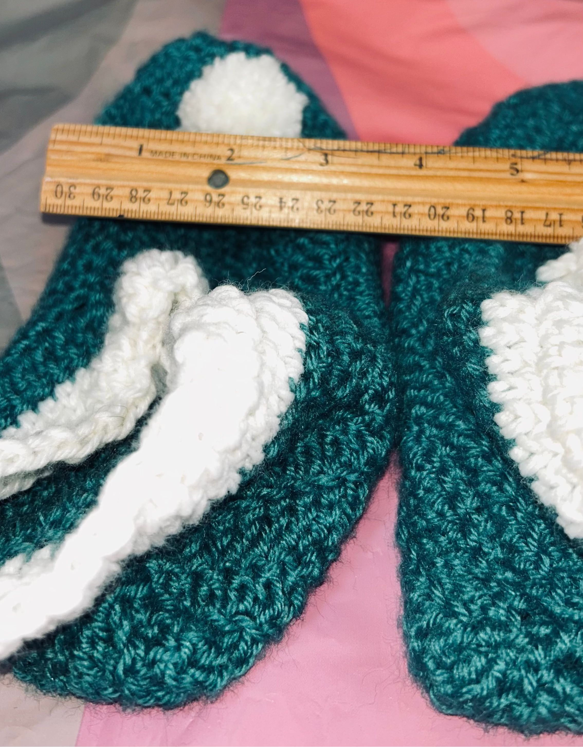 A Pair of Green Handmade Medium Booties