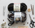 2 Skeins Knitting Yarn in Black, Tan & White