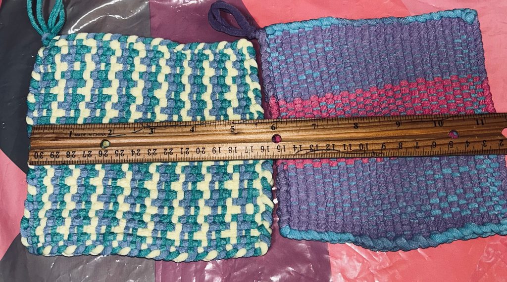 A Set of 2 Woven Handmade Potholders or Hot mats.
