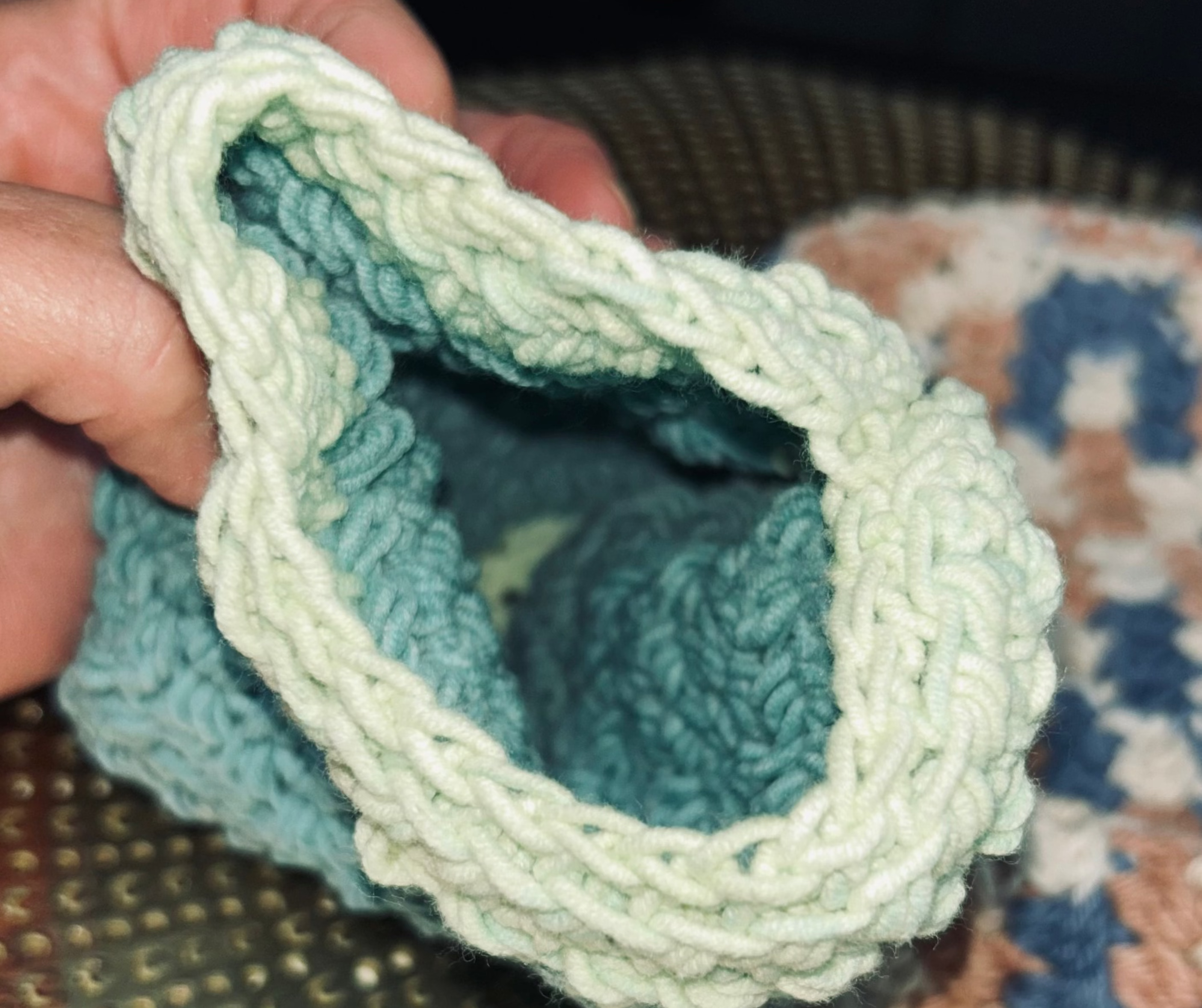 1 Handcrafted Crocheted Wash Cloth with Drawstring Bag for Soap