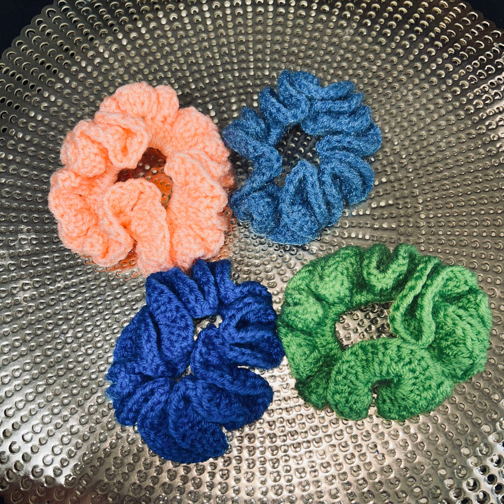 Set of 4 Handmade Crocheted Hair Scrunchies.