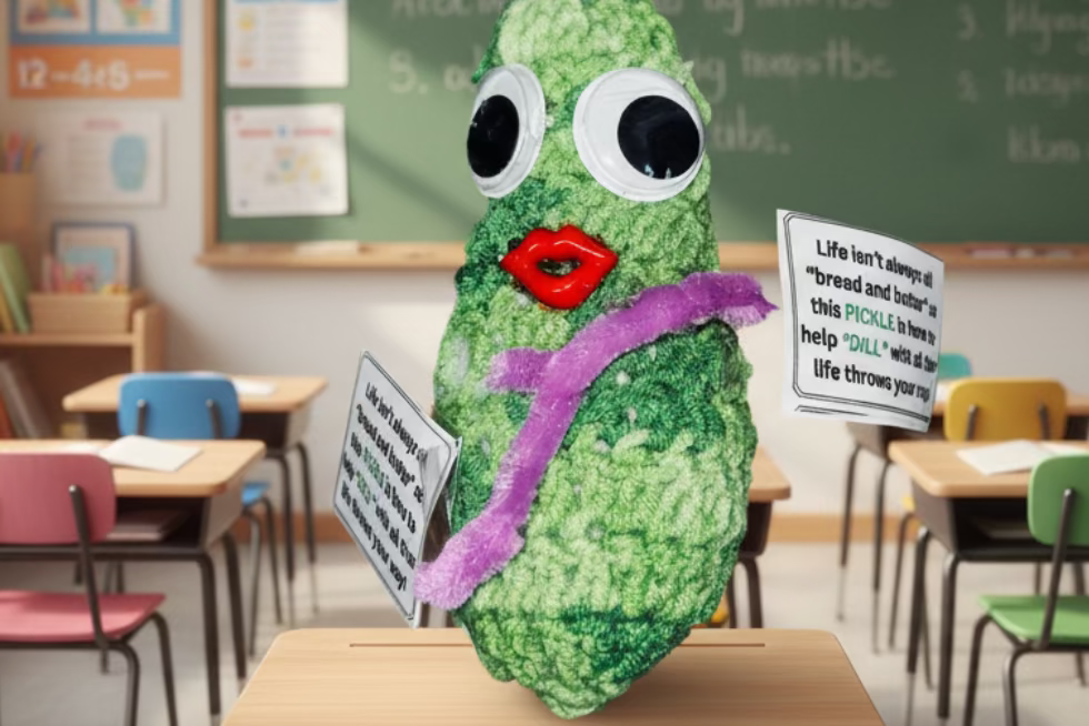 Green Handmade Crocheted Positive Green Dill Pickle