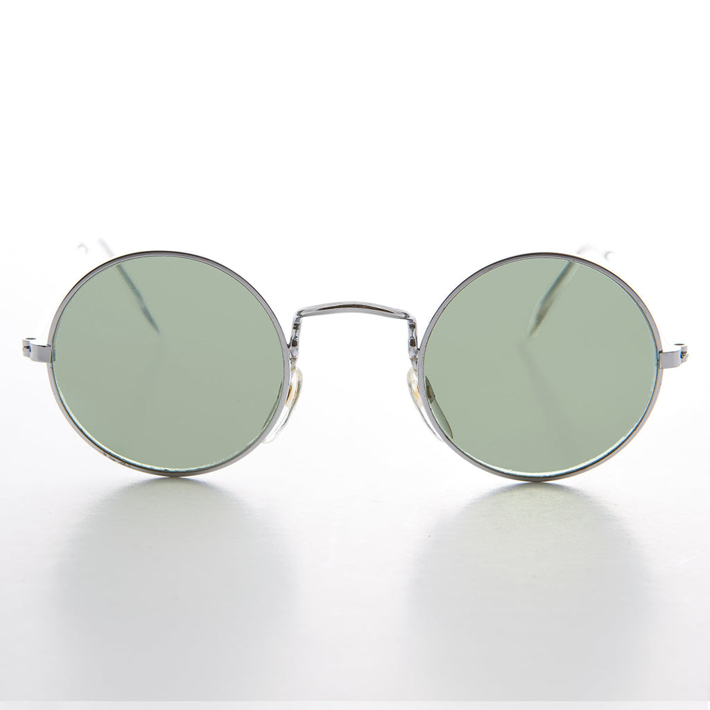 Round Hippie Vintage Sunglass with Glass Lens - Johnny