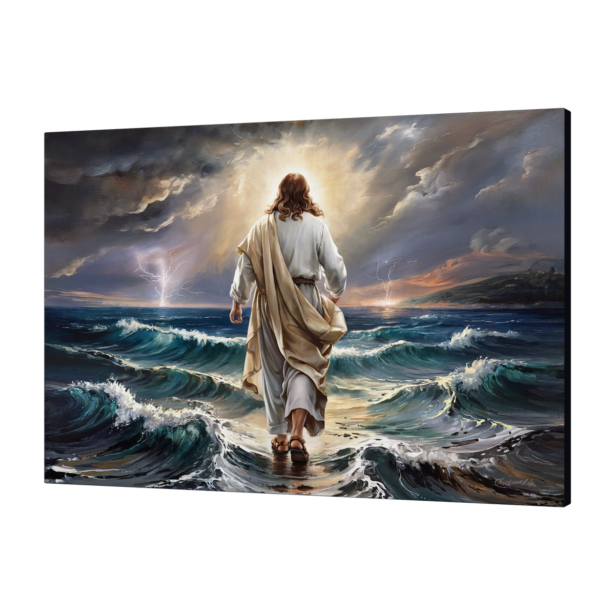 Jesus walking on water gallery-wrapped canvas, Christian Wall Art