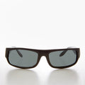 Black Wraparound Rectangular Vintage Sunglasses - Keane