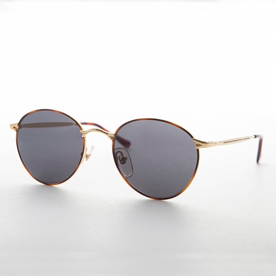 Gold Round Preppy Classic Metal Vintage Sunglass - Kelsey