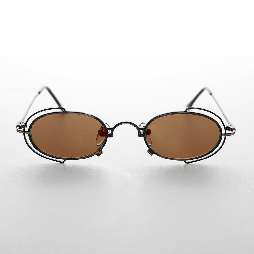 Tiny Oval 90s Metal Vintage Sunglasses - Klaus