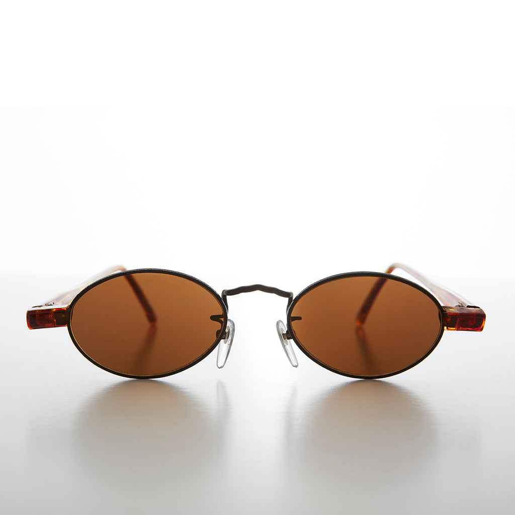 Small Oval Spectacle Style Vintage Sunglasses - Larkin