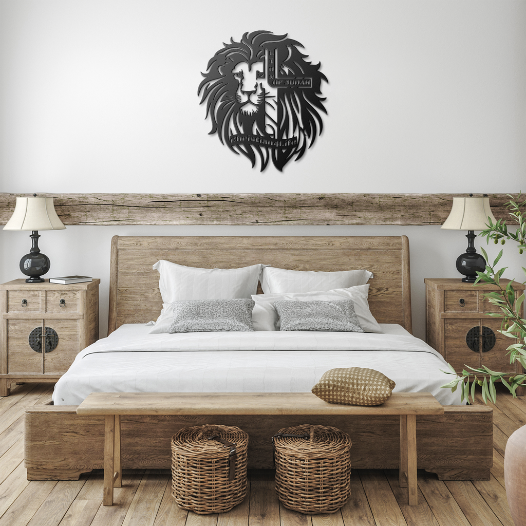 Lion of Judah, - Lion and Cross Christian die-cut metal sign, Christian Metal Sign, Christian Wall Art