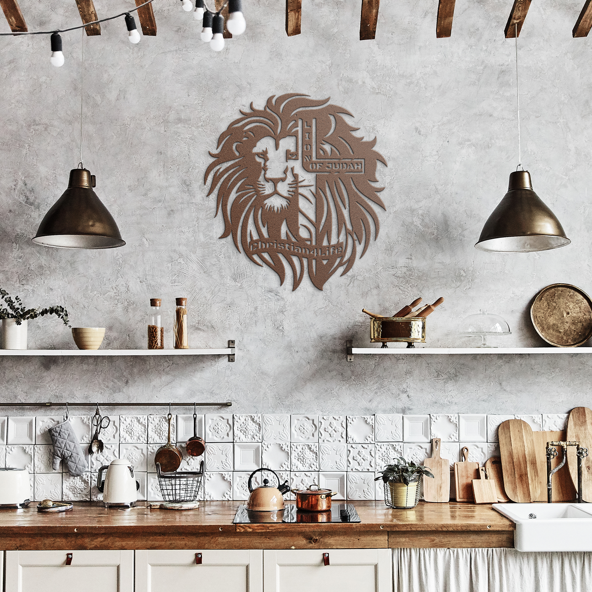 Lion of Judah, - Lion and Cross Christian die-cut metal sign, Christian Metal Sign, Christian Wall Art