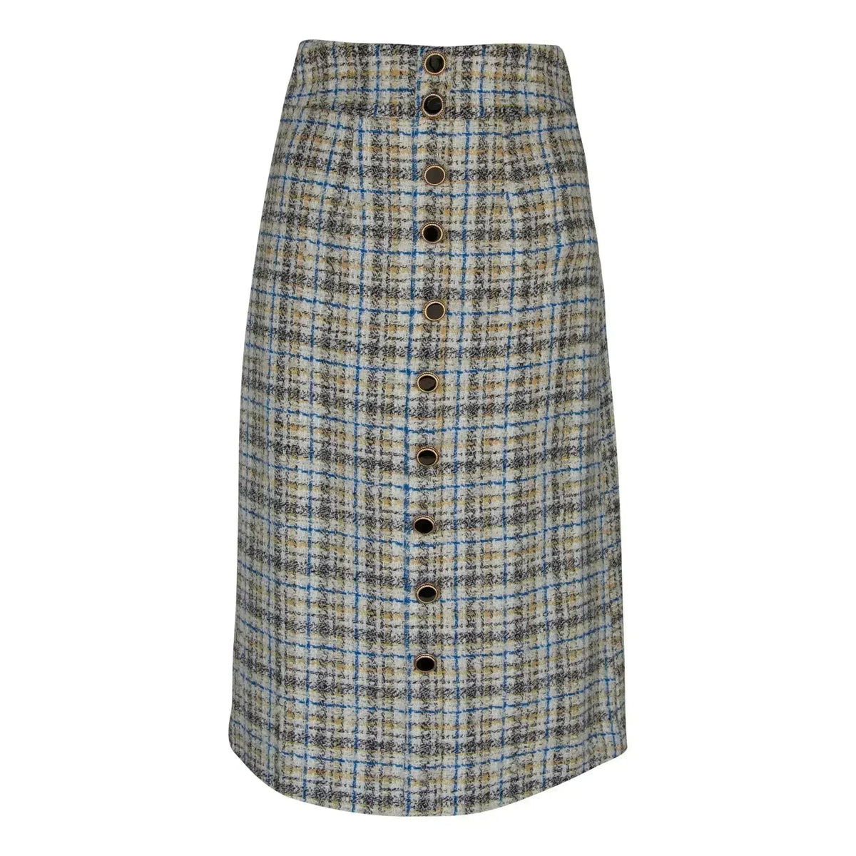 Luxe Plaid Tweed Pencil Skirt
