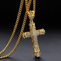 Diamond Vintage Cross Pendant Hip Hop Necklace
