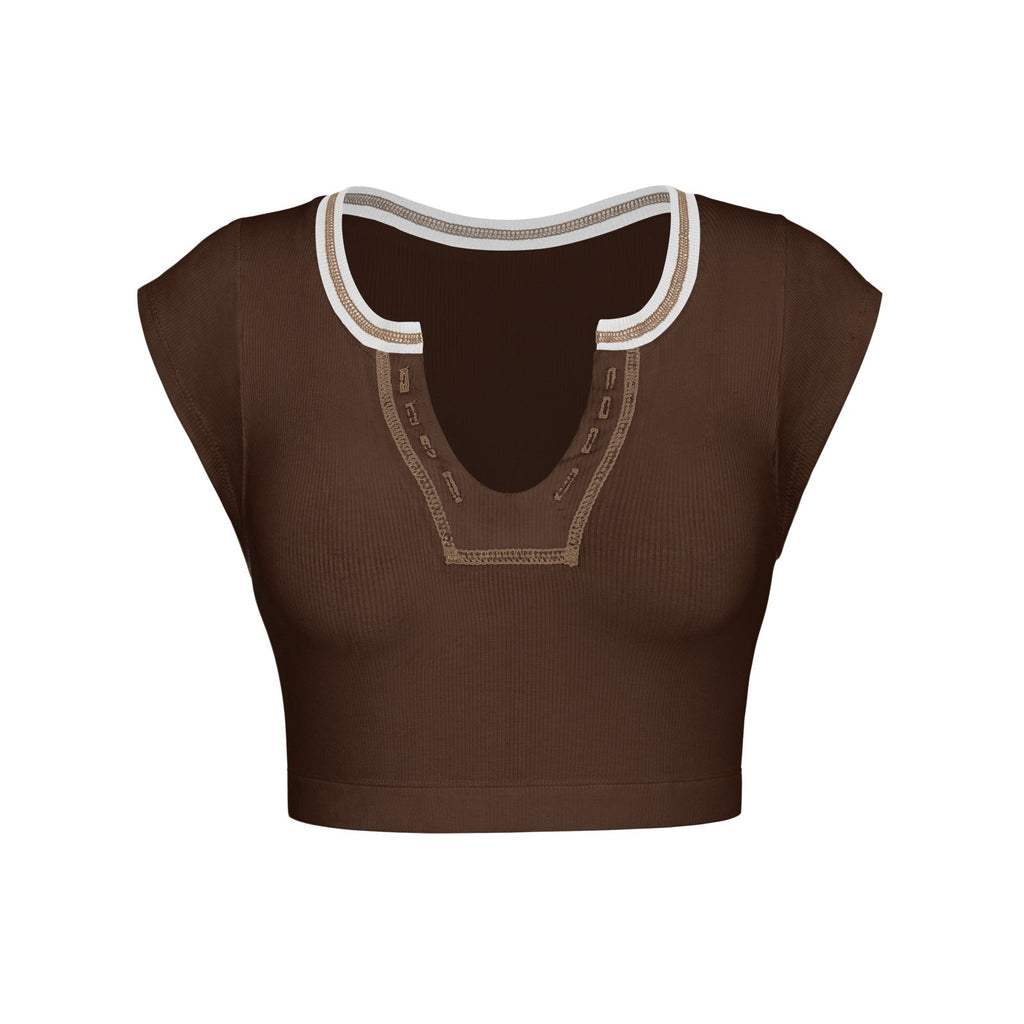 Slim Fit Ultra Short Sexy Spicy Girls Top Knitted Thread T-shirt