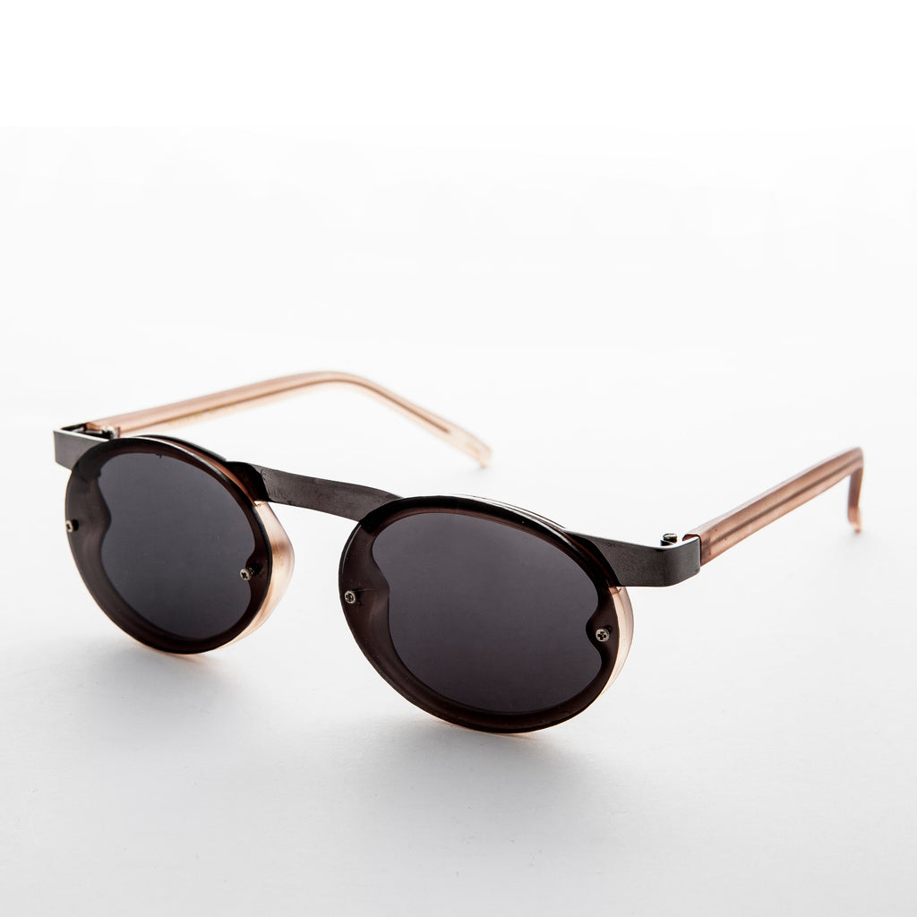 90s Oval Goth Sunglasses with Floating Brow line - Oswald
