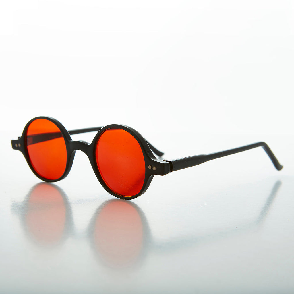 Small Round Spectacle Sunglass with Color Tinted Lens - Owen