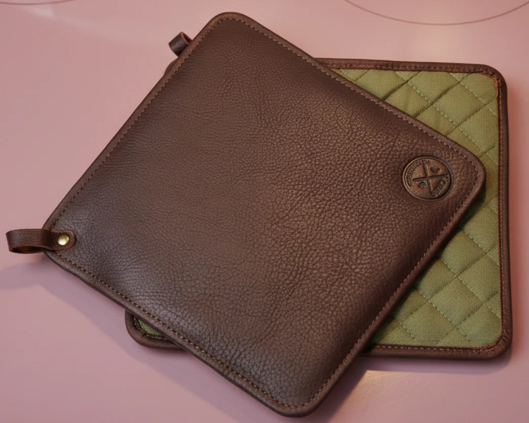 WITLOFT | Potholder Set of 2pcs Leather - Dark Brown