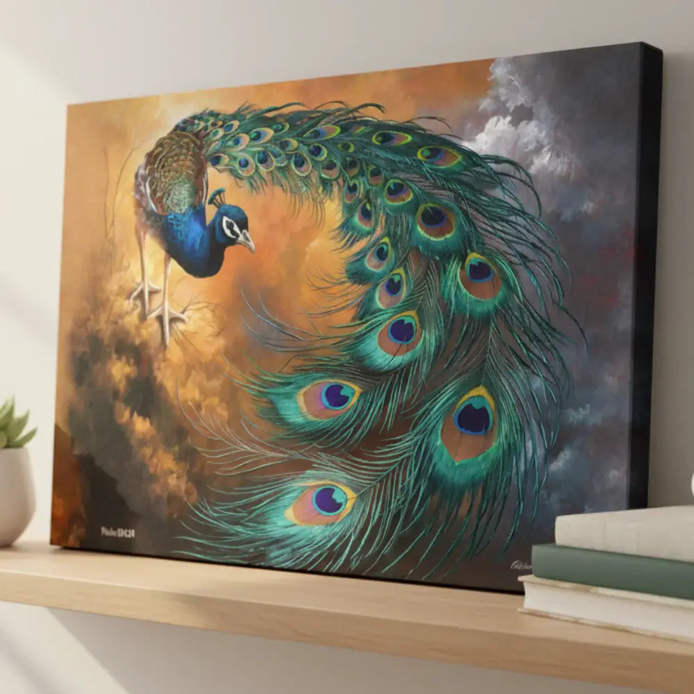 Peacock canvas art print - a vibrant and elegant statement Peacock art piece