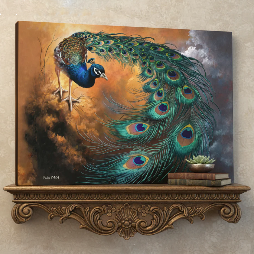 Peacock canvas art print - a vibrant and elegant statement Peacock art piece
