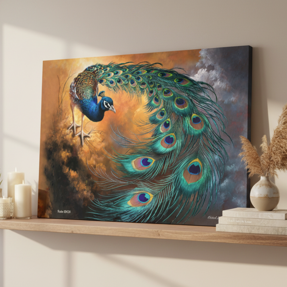 Peacock canvas art print - a vibrant and elegant statement Peacock art piece