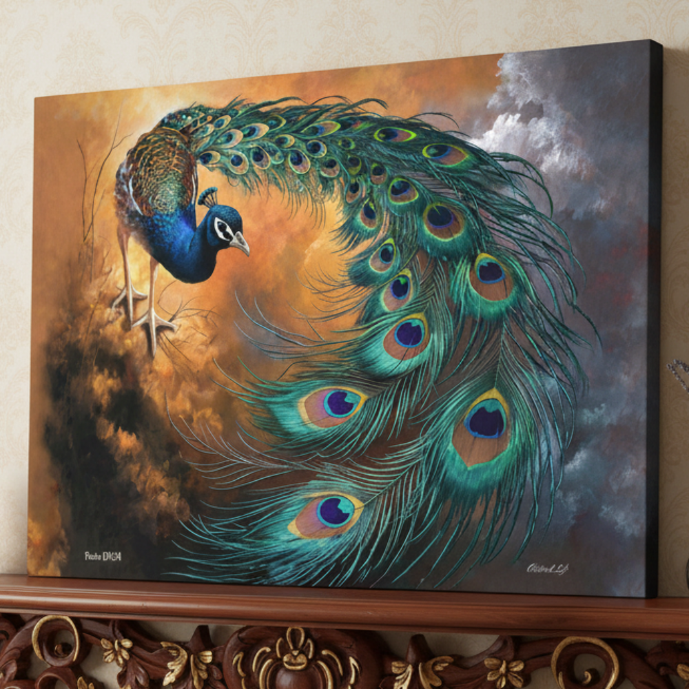 Peacock canvas art print - a vibrant and elegant statement Peacock art piece